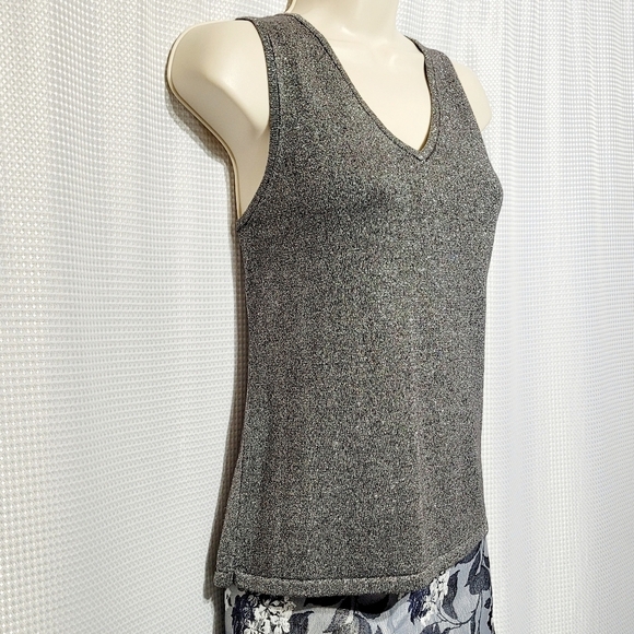 Vintage Finity Naturals Sparkly Silver Metallic Dressy Top - Picture 4 of 8